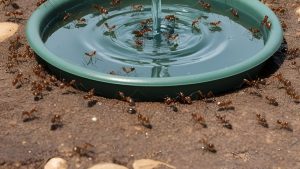 Ants near water sources